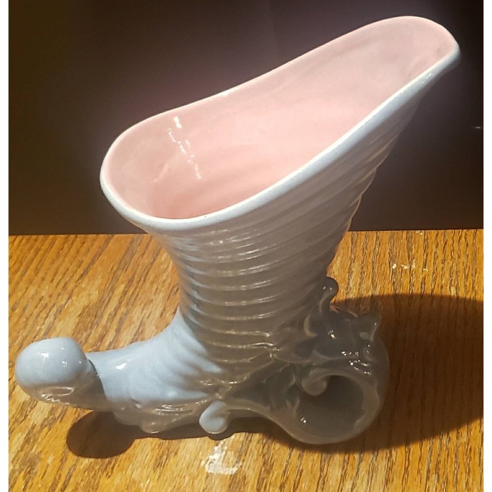 McCoy Blue Plenty of Hope*McCoy Pottery*1940s Vase* Cornucopia Vase
